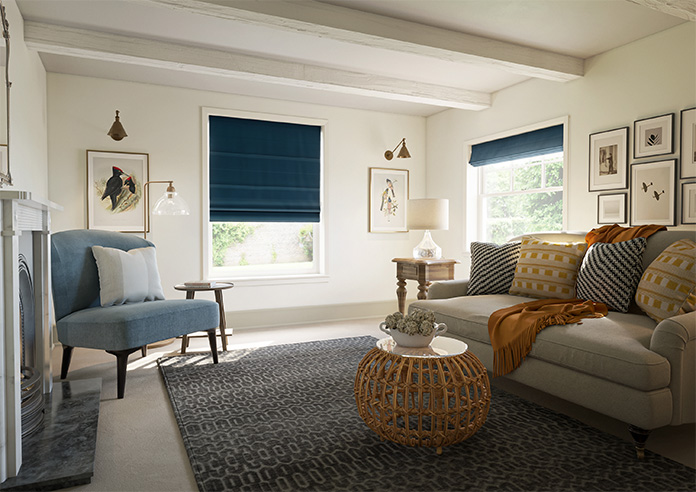 Ultra Luxe Velvet, Deep Blue - Motorised Roman Blind - Image 6